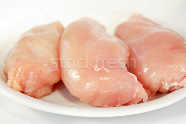 Foto stock: Crudo · pechuga · de · pollo · placa · alimentos · salud · fondo