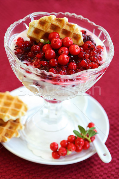 Yogurt with caramelized berries Stock photo © brebca