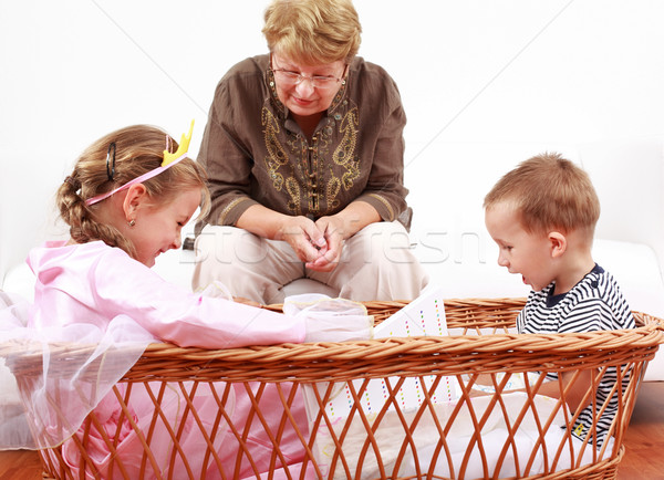 Happy kids with granny Stock photo © brebca
