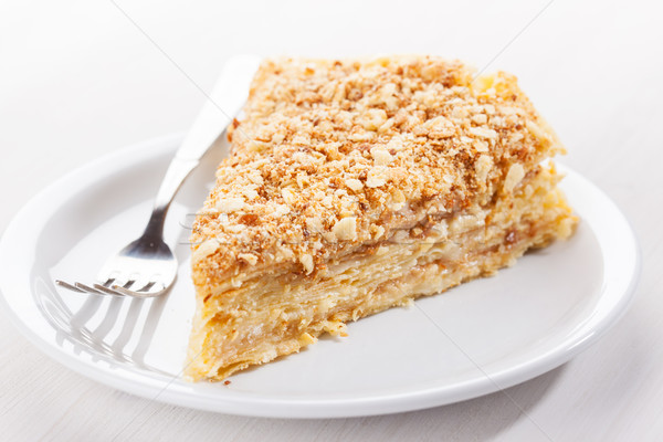 Pancake pie with nuts Stock photo © brebca