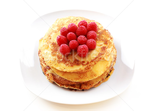 Pancakes with fresh raspberries Stock photo © brebca
