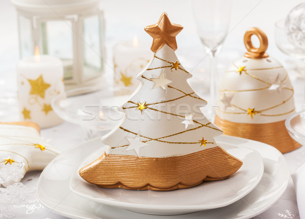 [[stock_photo]]: Table · Noël · faible · arbre · blanche