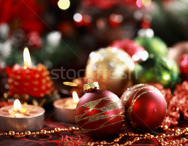 Karácsony díszek gyönyörű asztal dekoráció csillag Stock fotó © brebca