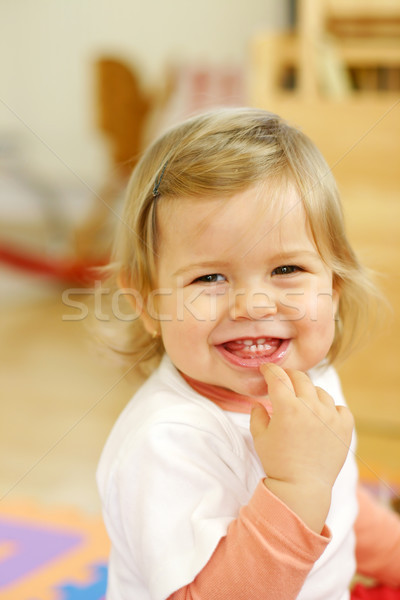 Uśmiechnięty baby portret cute śmiechem rodziny Zdjęcia stock © brebca