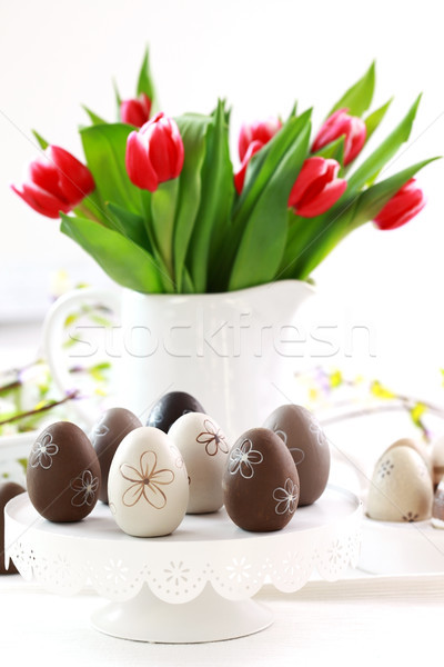 Stok fotoğraf: Paskalya · yumurtası · lale · tablo · Paskalya · yeşil · plaka
