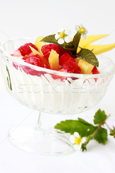 Stockfoto: Natuurlijke · yoghurt · vers · vruchten · ontbijt · oranje