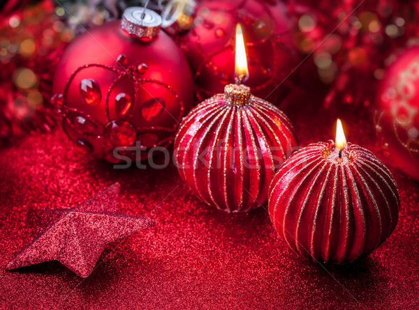 Weihnachten Kerzen rot Party Licht Hintergrund Stock foto © brebca
