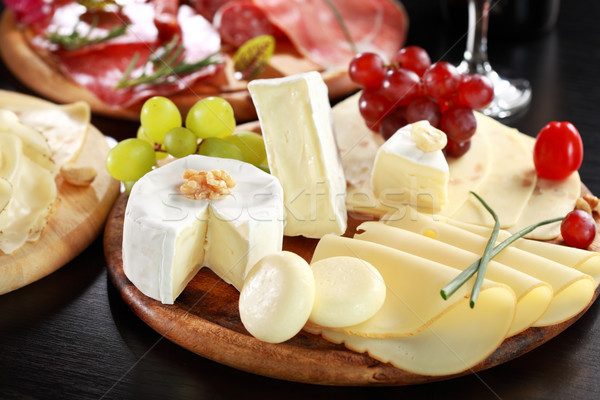 Cheese and salami platter with herbs Stock photo © brebca