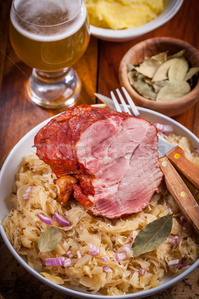 Smoked pork with cabbage Stock photo © brebca