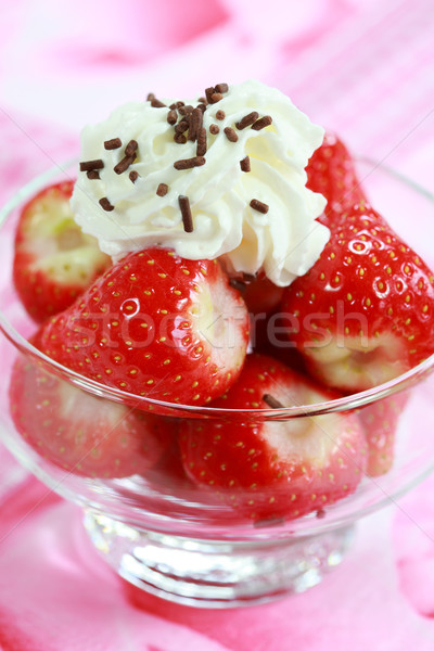Strawberries with cream Stock photo © brebca