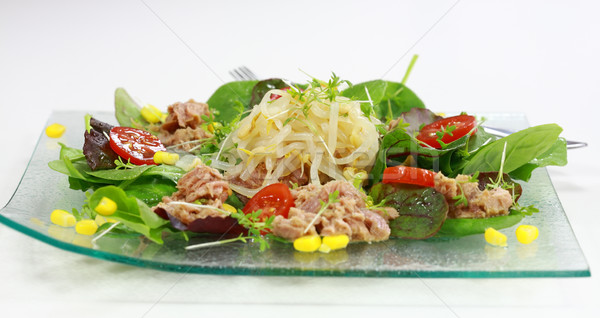 Stock photo: Green salad with tunny