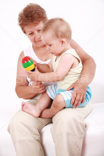 Stock photo: Playing with granny