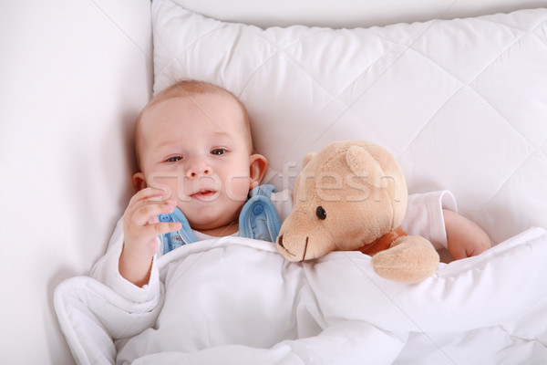 Baby with teddy Stock photo © brebca