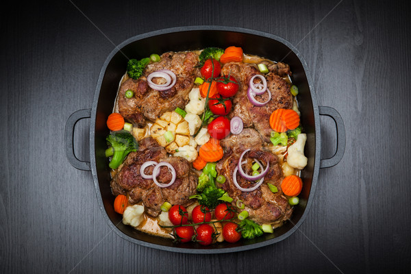 Baked pork meat with vegetable Stock photo © brebca