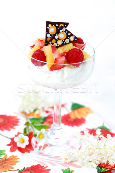 Mascarpone dessert vers vruchten voedsel vruchten Stockfoto © brebca