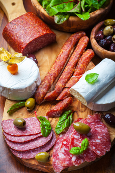 Vendéglátás különböző hús sajt termékek étel Stock fotó © brebca