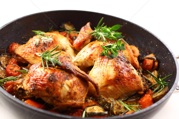 Roasted chicken with vegetable Stock photo © brebca