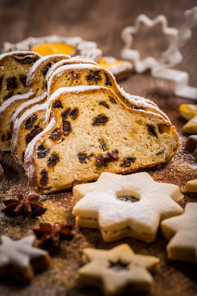 Christmas stollen with cookies Stock photo © brebca