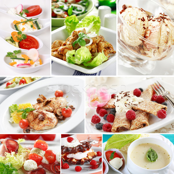 Collage menu alimentaire fruits santé Photo stock © brebca