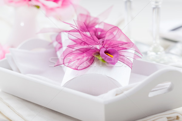 Pequeno apresentar convidado decorado tabela branco Foto stock © brebca