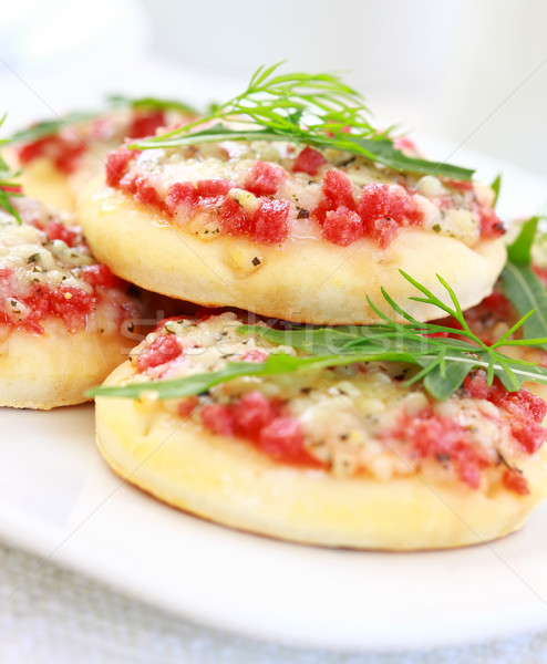 Pequeño tortas aperitivo jamón queso alimentos Foto stock © brebca