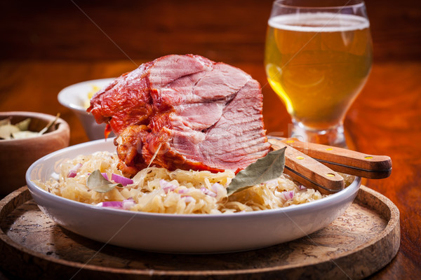 Smoked pork with cabbage Stock photo © brebca