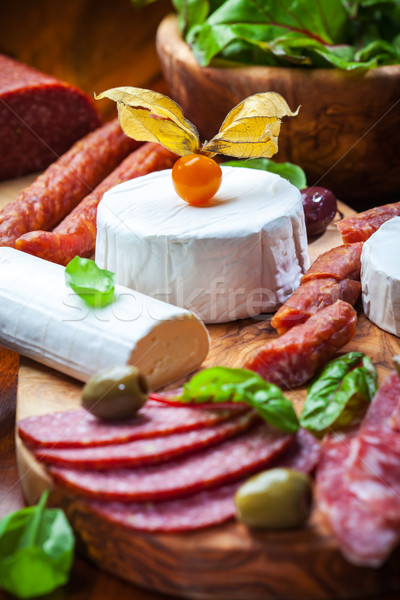 Vendéglátás különböző hús sajt termékek étel Stock fotó © brebca