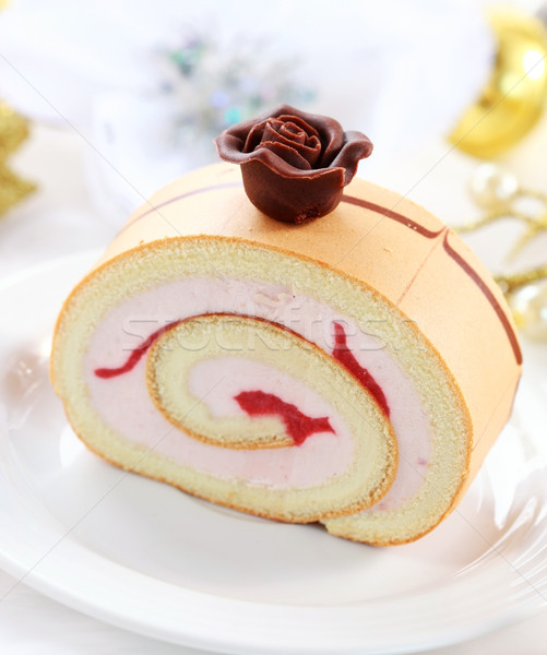Stock fotó: Tejszínhab · torta · édes · csokoládé · rózsa · buli