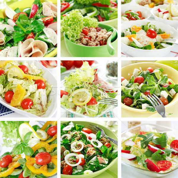 Gesunde Lebensmittel Collage unterschiedlich Gemüse Obst Stock foto © brebca
