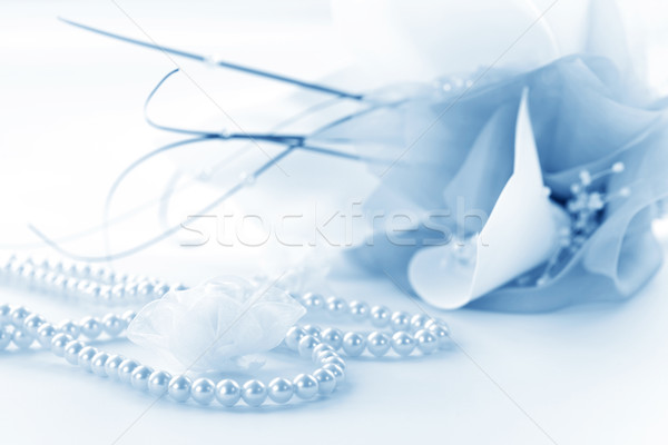 Wedding still life with necklace and bouquet  Stock photo © brebca