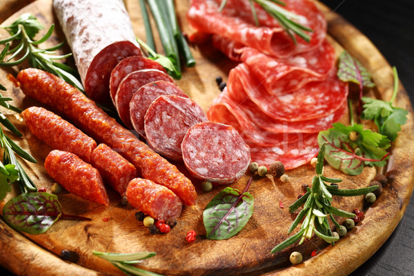 Italiano jamón salami hierbas diferente alimentos Foto stock © brebca