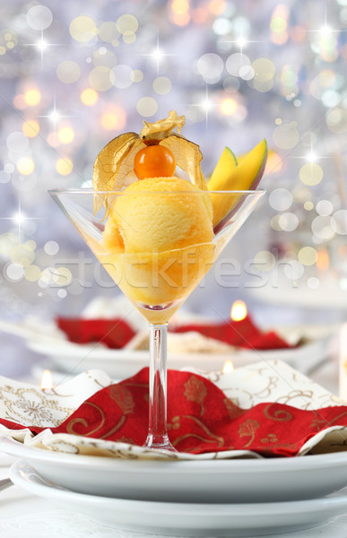 Stockfoto: Mango · sorbet · christmas · ananas · ijs · vruchten