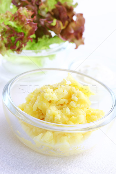 Mashed potatoes in bowl with salad Stock photo © brebca