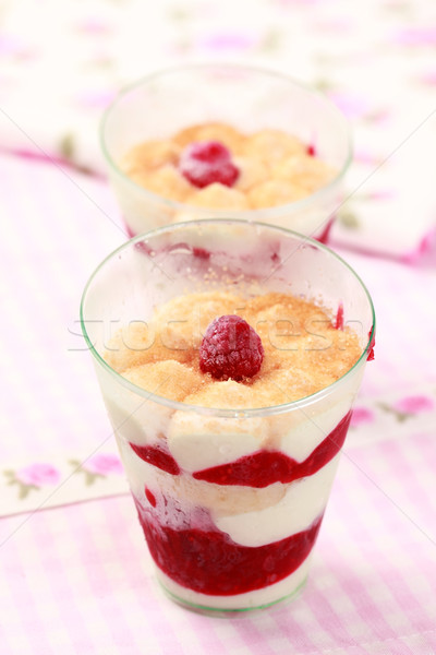Frozen dessert with panna cotta and raspberries Stock photo © brebca