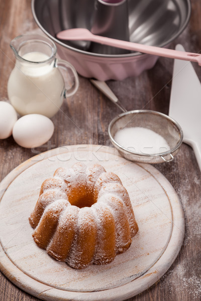 Marble cake with baking utensils Stock photo © brebca