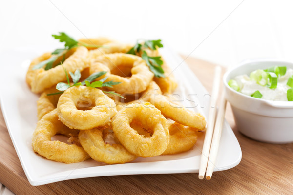 Stock photo: Fried calamari rings