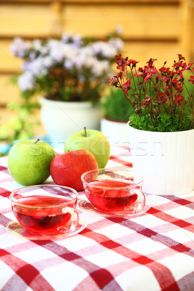 Сток-фото: травяной · чай · служивший · саду · Открытый · столовой · цветок