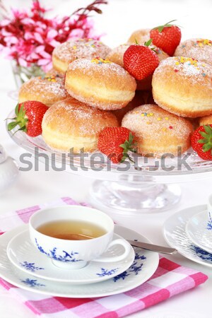 Berliner - doughnut filled with strawberry jam Stock photo © brebca