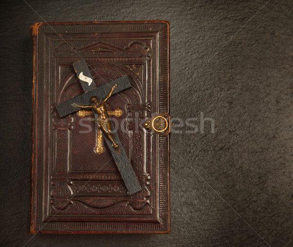 Old bibel with The Cross Stock photo © brebca