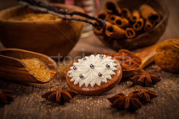 Christmas gingerbread with ingredients and spices Stock photo © brebca