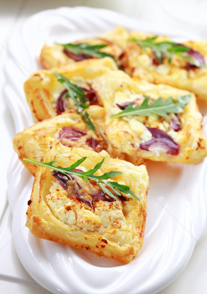 Sütemény sajt paradicsom zöldségek torta kenyér Stock fotó © brebca