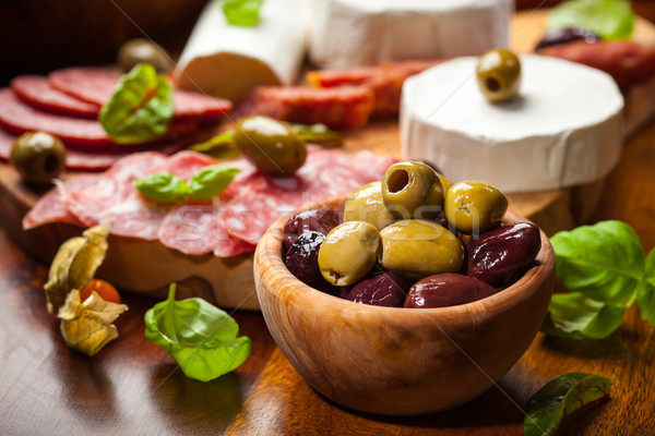 Fresche olive catering alimentare vino ristorante Foto d'archivio © brebca