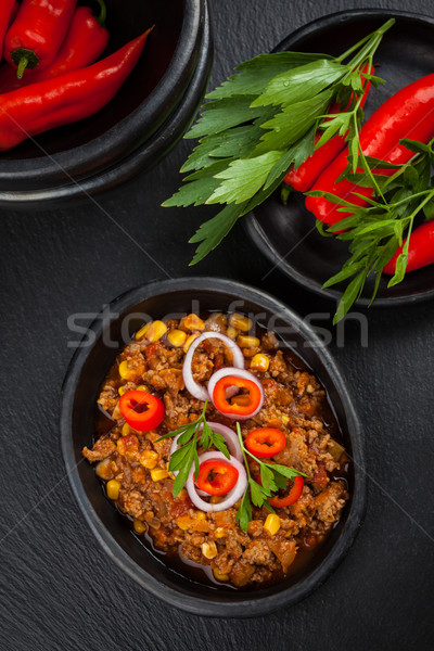 Chilli con carne in pan Stock photo © brebca