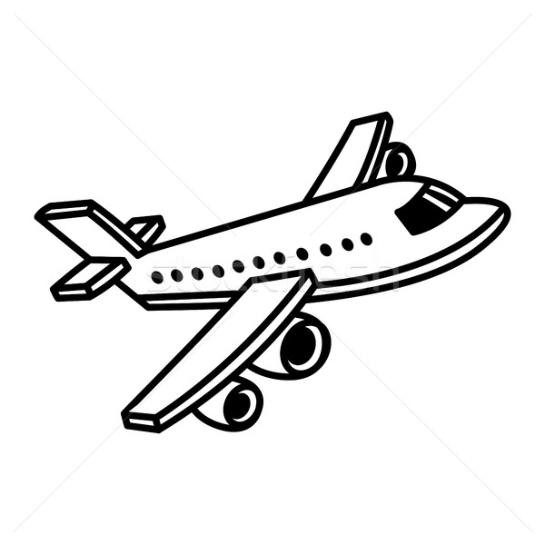 Avion care zboară vector icoană călători aeroport Imagine de stoc © briangoff