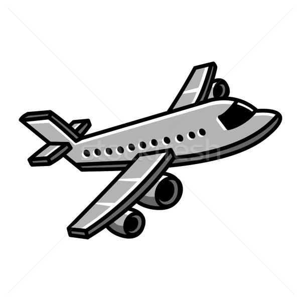 Avion care zboară vector icoană călători aeroport Imagine de stoc © briangoff