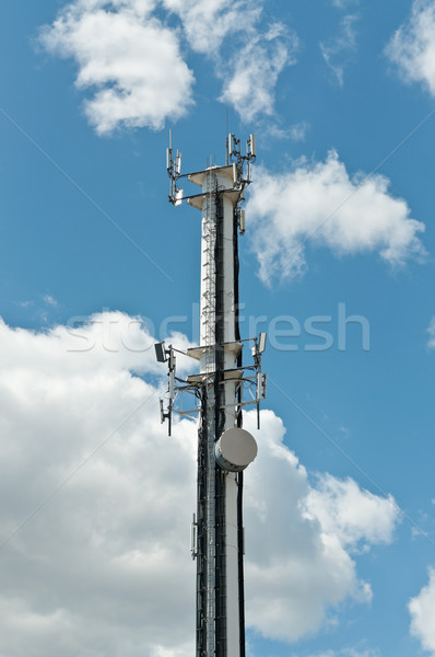белый антенна башни Blue Sky облака радио Сток-фото © brianguest