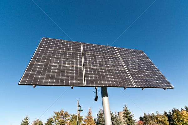 Erneuerbare Energien Photovoltaik Array Park blauer Himmel Stock foto © brianguest