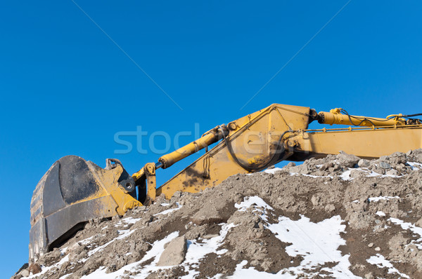 Hidraulic excavator iarnă braţ găleată top Imagine de stoc © brianguest