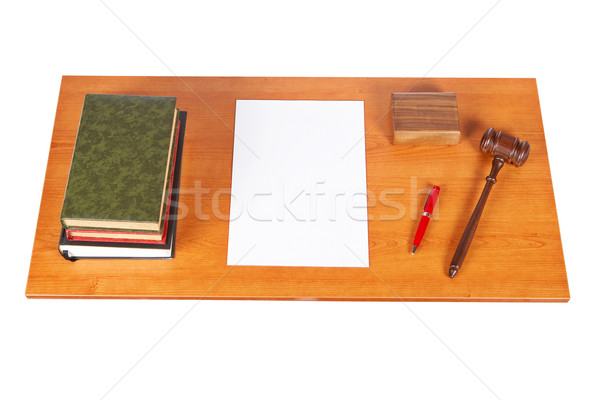 Wooden gavel and law books Stock photo © broker