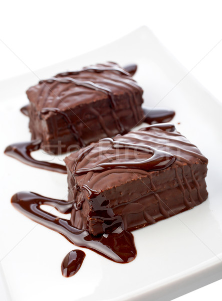 Two chocolate cupcakes on white plate Stock photo © broker